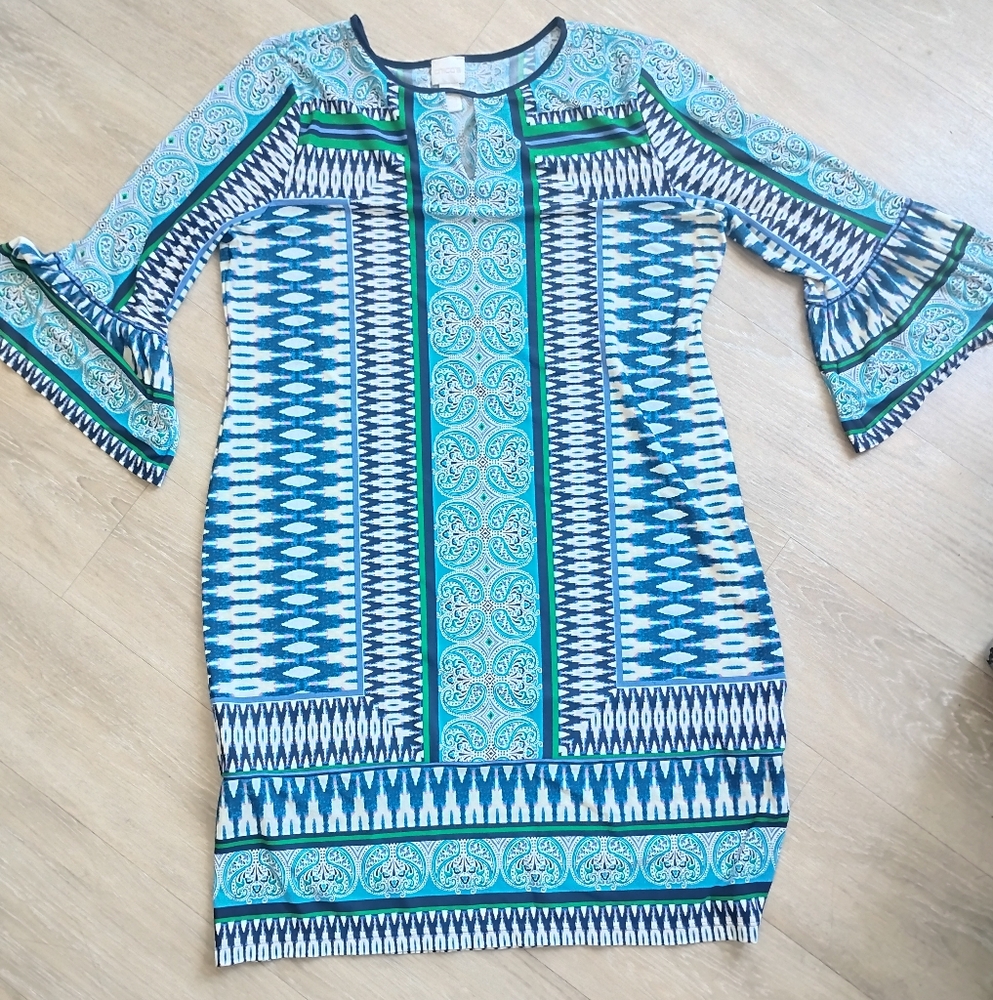 Blue and Green Patterned Dress